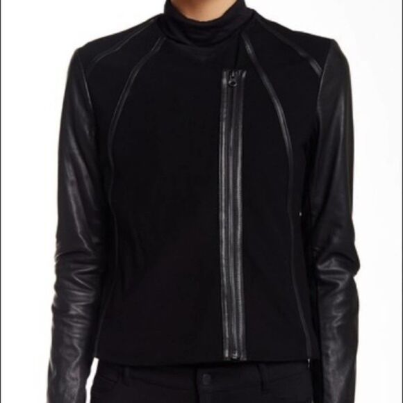 VINCE Leather Moto Jacket M | Mixed Media Magic | Soft Power - Picture 1 of 13